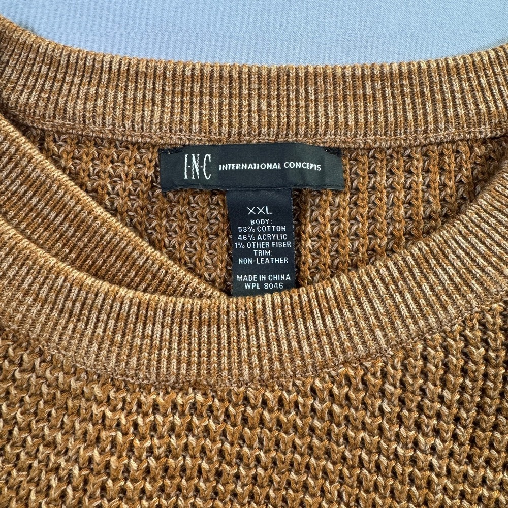 INC International Concepts Womens XXL Crossover Grommet Sweater Cognac Brown - Picture 2 of 10